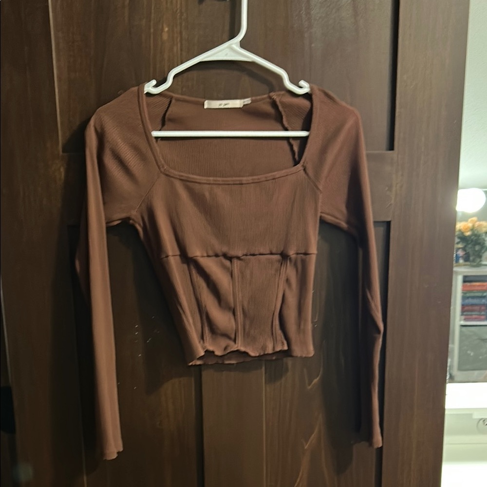Brown Long Sleeve Women's Top